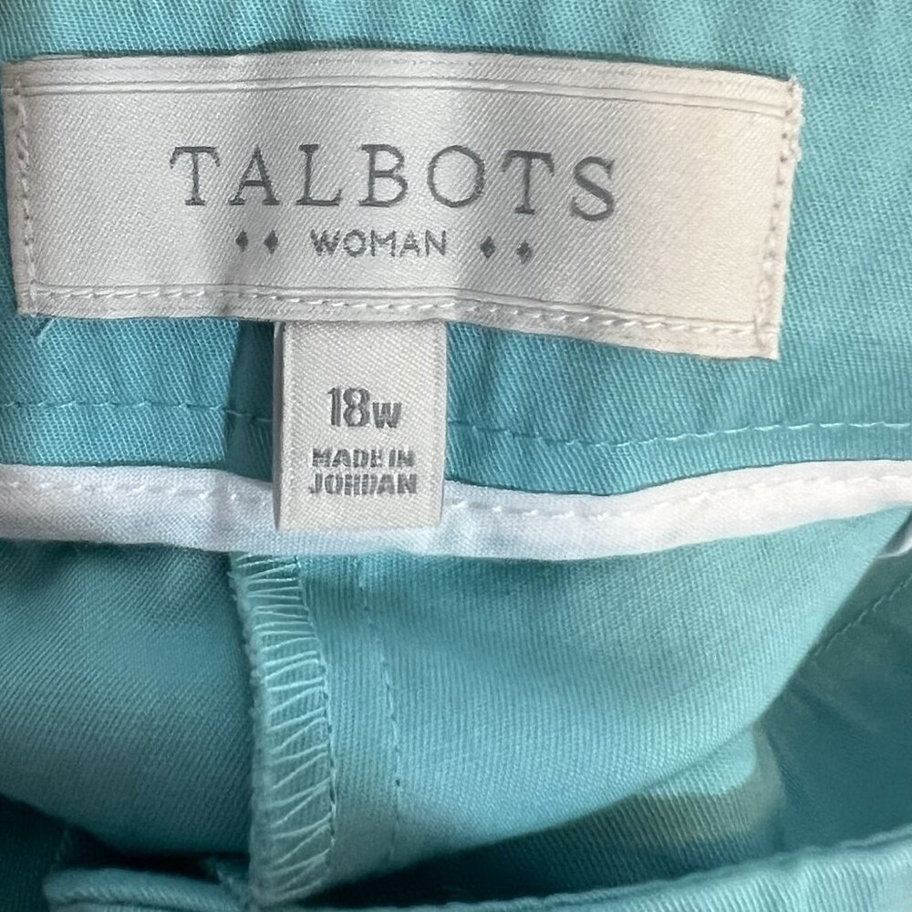 Talbots Women The Perfect Crop Cotton Pant Plus Size 18W High Rise Green Stretch - Picture 3 of 12